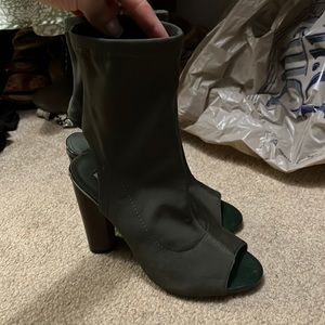 Army green peep toe booties gently used maybe 2 times